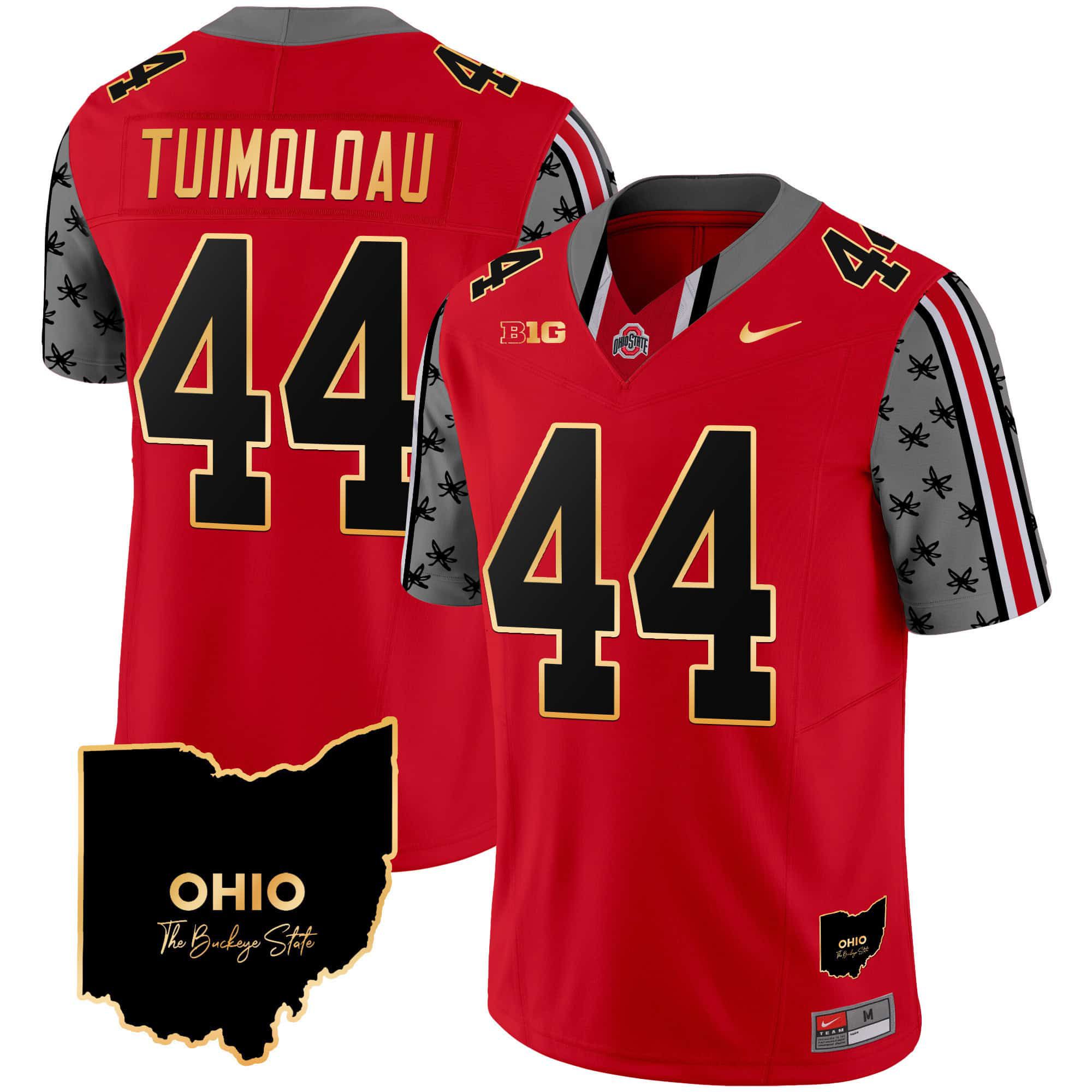 Men Ohio State Buckeyes #44 Tuimoloau Red 2024 Nike Home Patch Gold Trim Vapor Limited NCAA Jersey->indianapolis colts->NFL Jersey
